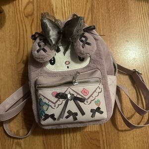 Cute Plush Backpack with Bow Accents